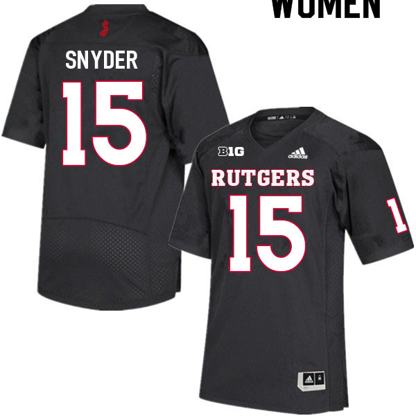 Women #15 Cole Snyder Rutgers Scarlet Knights College Football Jerseys Sale-Black - Click Image to Close